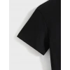 Kadın Baskılı Tişört Kısa Kol Bisiklet Yaka T-shirt - Siyah