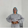 Kadın Bisiklet Yaka 3 İplik Pamuklu Basic SweatShirt - Gri