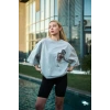 kadın Bisiklet Yaka Baskılı Kısa kol Oversize T-Shirt - Boyalı Gri