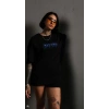 kadın Bisiklet Yaka Baskılı Oversize  Kısa kol T-Shirt - Siyah