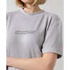 Kadın Bisiklet Yaka Baskılı Slim Fit T-Shirt - Boyalı Gri