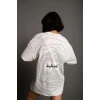 Kadın Bisiklet Yakalı Sırt Baskılı  Kısa kol Oversize T-Shirt - Beyaz