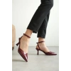 Kadın Bordo Rugan Topuklu Ayakkabı TR03MS02D