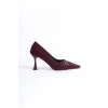 Kadın Bordo Saten Topuklu Ayakkabı TR08MS25C