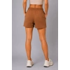 Kadın Dokuma Kumaş Cepli Bağcıklı Regular Fit Yazlık Şort - Kahverengi