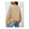 Kadın Düz Bisiklet Yaka 3 İplik  Sweatshirt - Bej