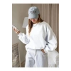Kadın Düz Bisiklet Yaka 3 İplik  Sweatshirt - Beyaz