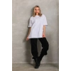 Kadın Düz  Kısa kol Penye T-shirt - Beyaz