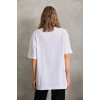 Kadın Düz  Kısa kol Penye T-shirt - Beyaz