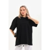 Kadın Düz  Kısa kol Penye T-shirt - Siyah