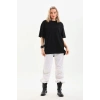 Kadın Düz  Kısa kol Penye T-shirt - Siyah