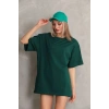 Kadın Düz  Kısa kol Penye T-shirt- Yeşil