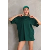 Kadın Düz  Kısa kol Penye T-shirt- Yeşil