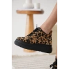 Kadın Gizli Topuk Siyah Taban Leopar Spor Ayakkabı TR10MS01K