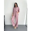 Kadın Gömlek Pantolon ikili Alt-Üst Takım - Toz Pembe