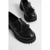 Kadın Günlük Siyah Kroko Baskılı Loafer Ayakkabı TR10MS03G