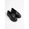 Kadın Günlük Siyah Kroko Loafer Ayakkabı TR10MS02G