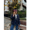 Kadın Jeans Detaylı Cıtcıtlı Ceket Mont - Lacivert