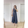 Kadın Jeans Kot Önü Tam Fermuarlı  Uzun Elbise - Mavi