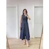 Kadın Jeans Kot Önü Tam Fermuarlı  Uzun Elbise - Mavi