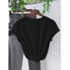 Kadın Kalp Baskılı T-Shirt Kısa Kol Bisiklet Yaka Oversize Tişört - Siyah