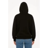 Kadın Kapüşonlu 3 İplik Şardonlu Önü Baskılı Fermuarlı Oversize Sweatshirt - Siyah