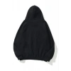 Kadın Kapüşonlu Kanguru Cepli 3 İplik Pamuklu Düz Hoodie Sweatshirt - Siyah