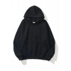 Kadın Kapüşonlu Kanguru Cepli 3 İplik Pamuklu Düz Hoodie Sweatshirt - Siyah