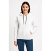 Kadın Kapüşonlu Kanguru Cepli 3 İplik Pamuklu Oversize Hoodie Sweatshirt - Beyaz