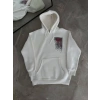 Kadın Kapüşonlu Kanguru Cepli Sweatshirt 3 İplik Pamuklu Baskılı Hoodie - Beyaz