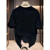 Kadın Kısa Kol Yazlık Tişört Bisiklet Yaka Baskılı Oversize T-Shirt - Siyah