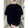 Kadın Kısa Kol Yazlık Tişört Bisiklet Yaka Baskılı Oversize T-Shirt - Siyah