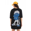 Kadın Kısa Kol Yazlık Tişört Bisiklet Yaka Baskılı Oversize T-Shirt - Siyah