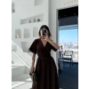 Kadın Kısa Kollu Uzun Elbise - Kahve
