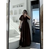 Kadın Kısa Kollu Uzun Elbise - Kahve