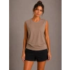 Kadın Kontrast Biyeli Kolsuz Atlet Bisiklet Yaka Yazlık Basic Atlet - Kahverengi