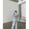 Kadın Nakış İşlemeli 3 İplik Pamuklu Sweat Alt-Üst Takım- Gri