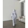 Kadın Nakış İşlemeli 3 İplik Pamuklu Sweat Alt-Üst Takım- Gri