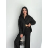 Kadın Nakışlı Uzun Kollu Gömlek - Siyah