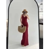 Kadın Örgülü Uzun Triko Elbise - Bordo