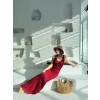 Kadın Örgülü Uzun Triko Elbise - Bordo