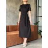 Kadın Osy Modal Yumuşak Dokulu Yandan Bağlamalı Elbise - Siyah