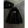 Kadın Oversize Kapüşonlu Cepli Baskılı 3 İplik Pamuklu Hoodie Sweatshirt - Siyah
