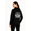 Kadın Oversize Kapüşonlu Cepli Baskılı 3 İplik Pamuklu Hoodie Sweatshirt - Siyah