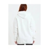Kadın Oversize Kapüşonlu Cepli Ön Kol Baskılı 3 İplik Pamuklu Hoodie Sweatshirt - Beyaz