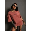 Kadın Oversize Tişört Golf GTI Retro Araba Baskılı T-shirt  - Gül Kurusu