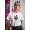 Kadın Özel Baskılı Modern Fit %100 Pamuk Bisiklet Yaka T-Shirt
