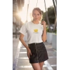 Kadın Özel Baskılı Modern Fit %100 Pamuk Bisiklet Yaka T-Shirt