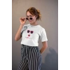 Kadın Özel Baskılı Modern Fit %100 Pamuk Bisiklet Yaka T-Shirt
