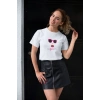 Kadın Özel Baskılı Modern Fit %100 Pamuk Bisiklet Yaka T-Shirt